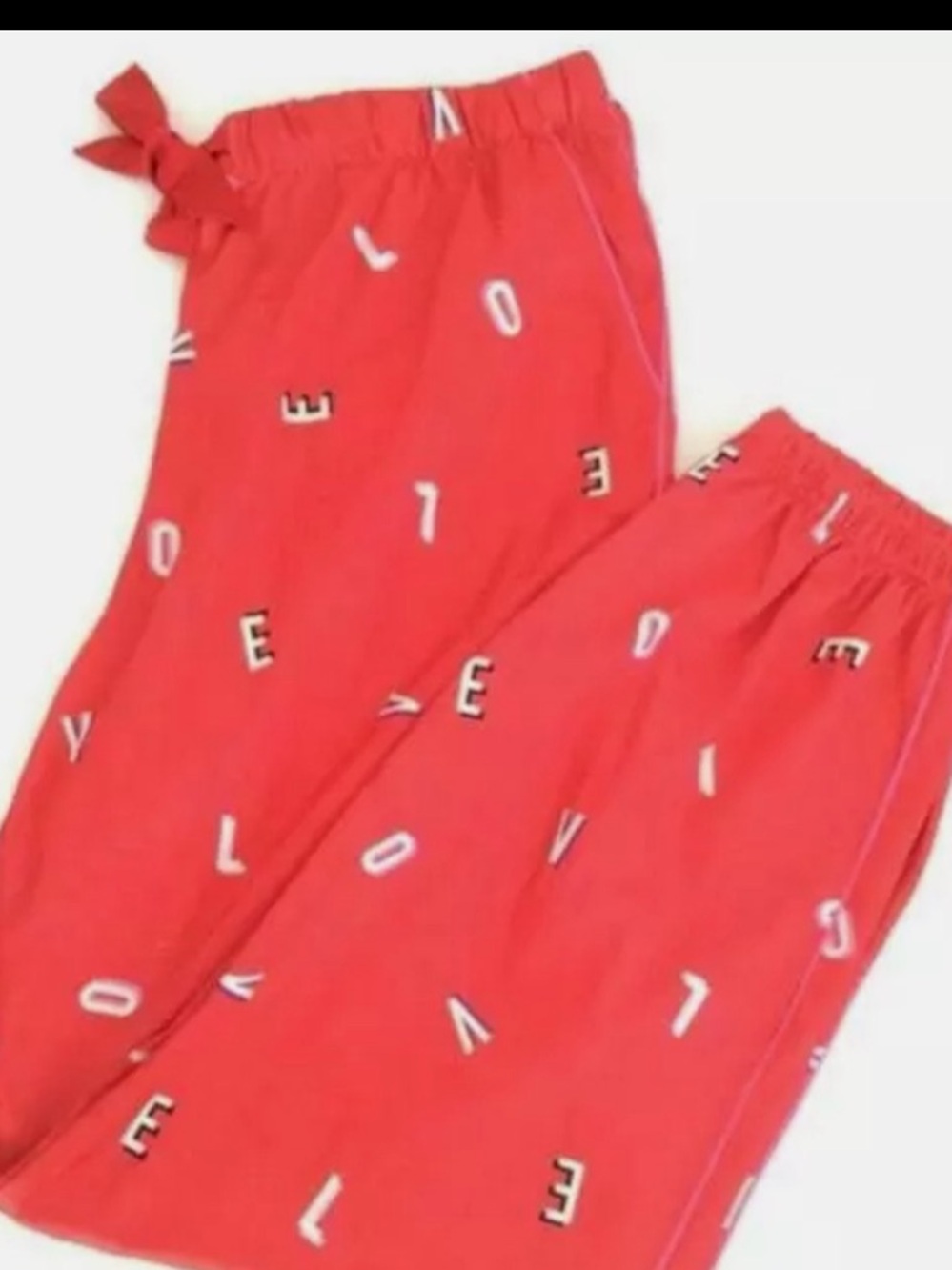 Satin Jogger Sleep Pants - Red Love Letters - Picture 3 of 4